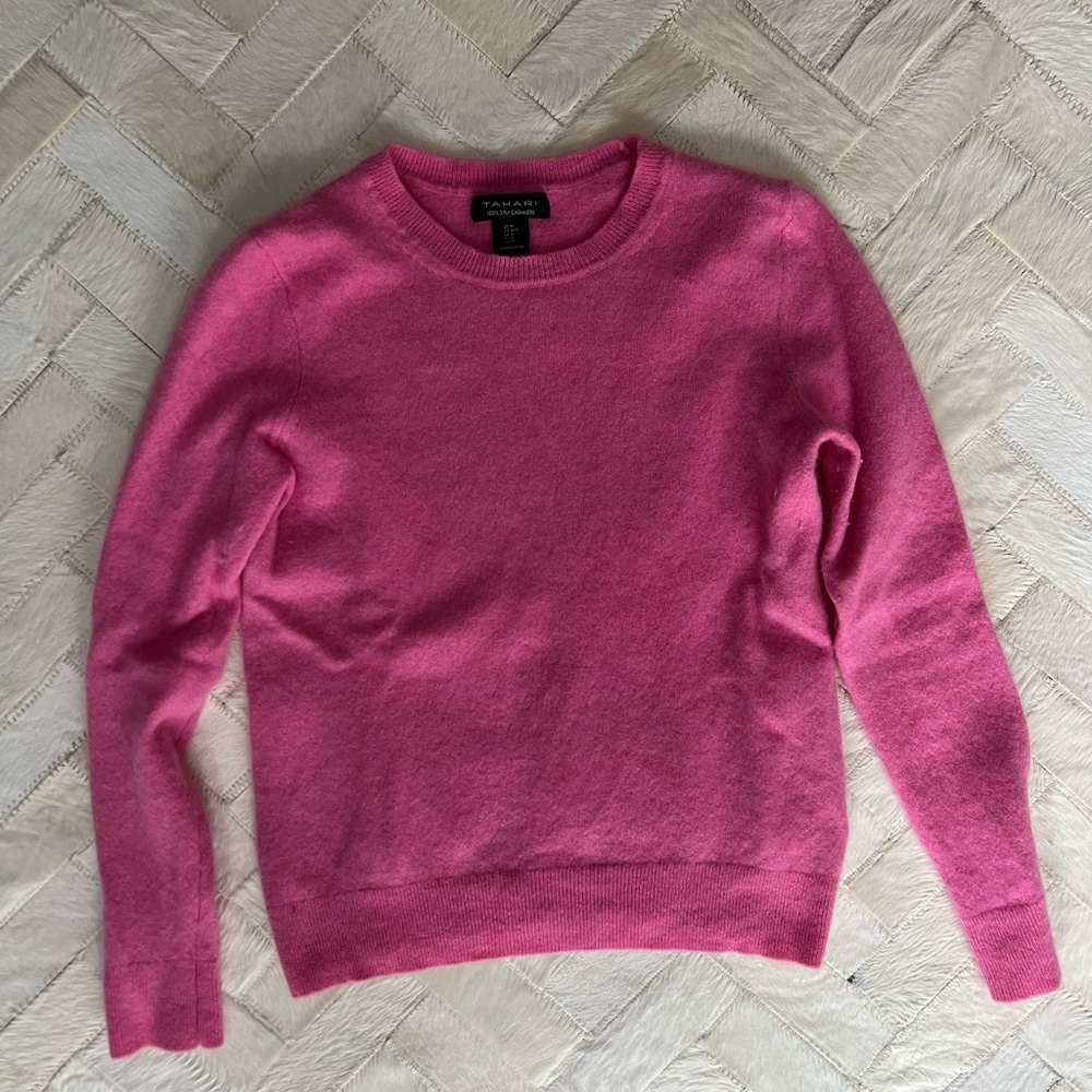 Vibrant Pink Cashmere Crew Neck Sweater